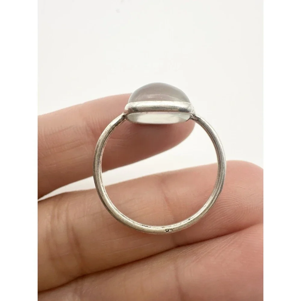 925 Sterling Silver Natural Gemstone Cabochon Ring Size 7